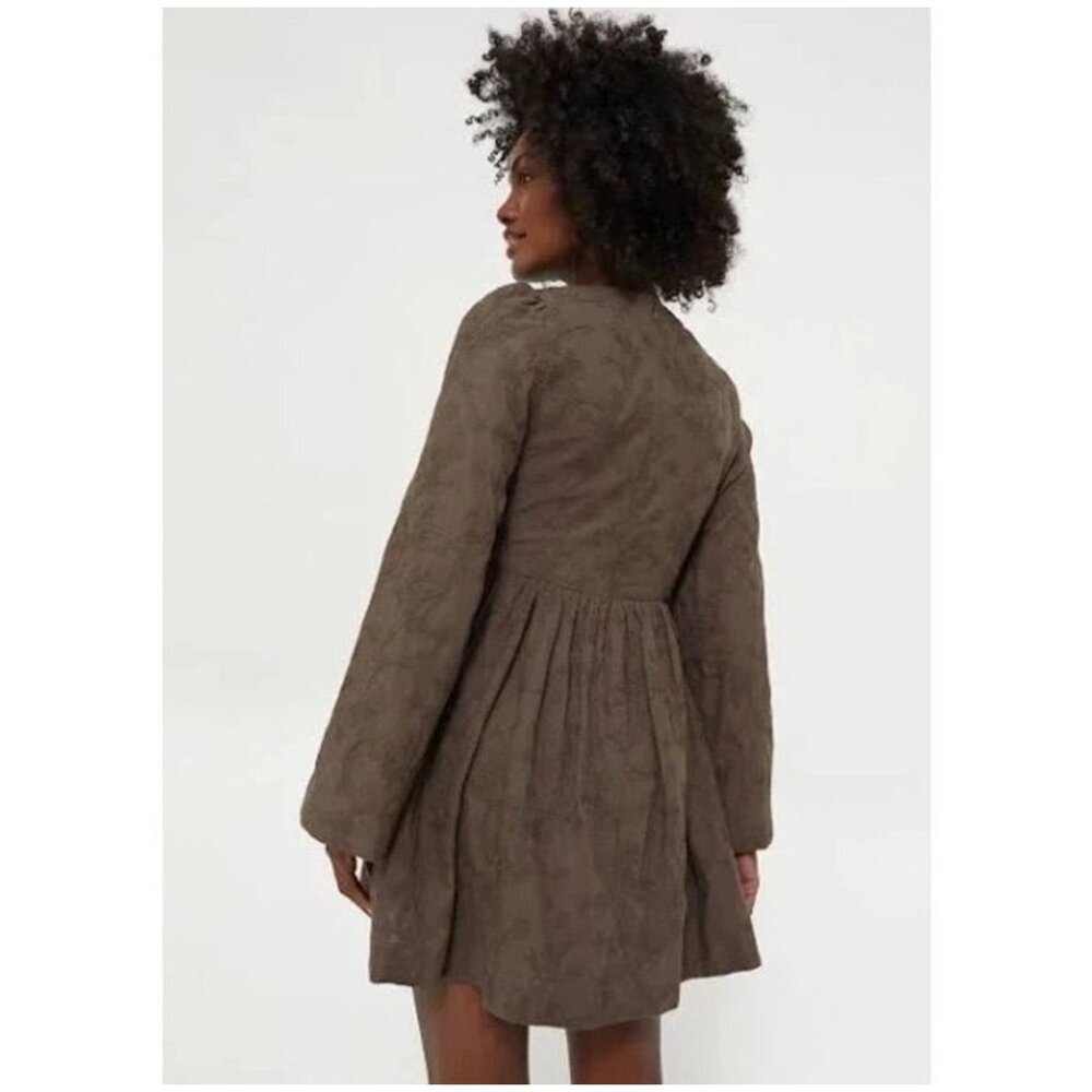 Hyacinth House Brown Becca Bell Sleeve Mini Dress Womens Size L - Picture 2 of 12